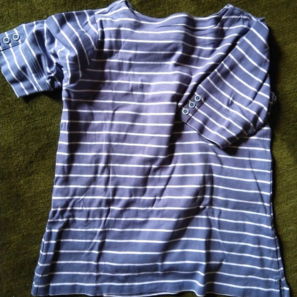 Christopher & Banks Women’s Top Medium 100% Cotton Striped Blue & White Top